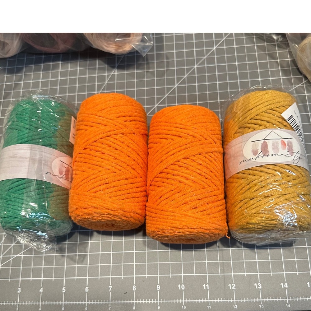 Makromecity Single Twist Macrame Cord 4 Spools orange yellow green Made inTurkey